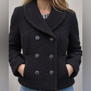 Burberry Brit NWOT Double Breasted Short Peacoat 100% Wool Warm Winter Sz 10